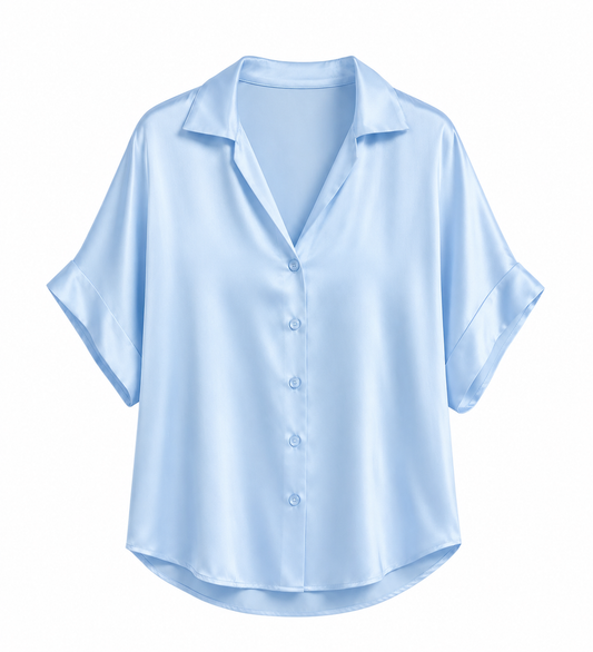 Camisa Satinada Azul