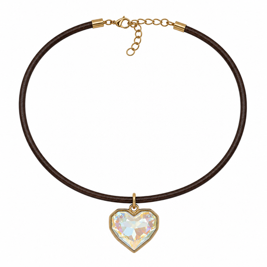 Collar Cuero Heart