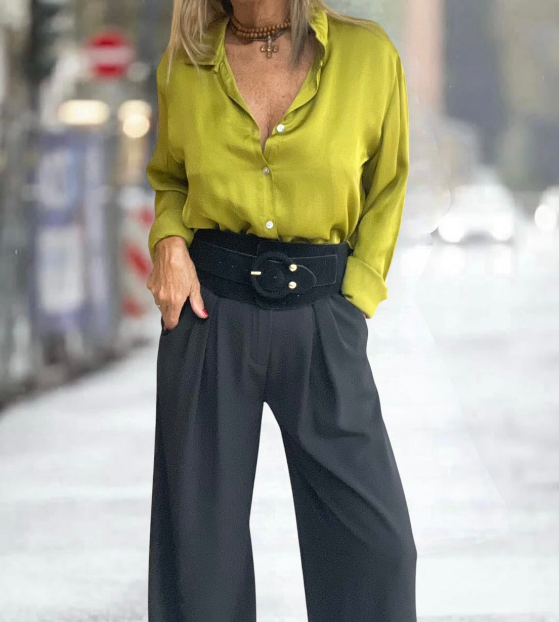 Camisa Satinada Pistacho