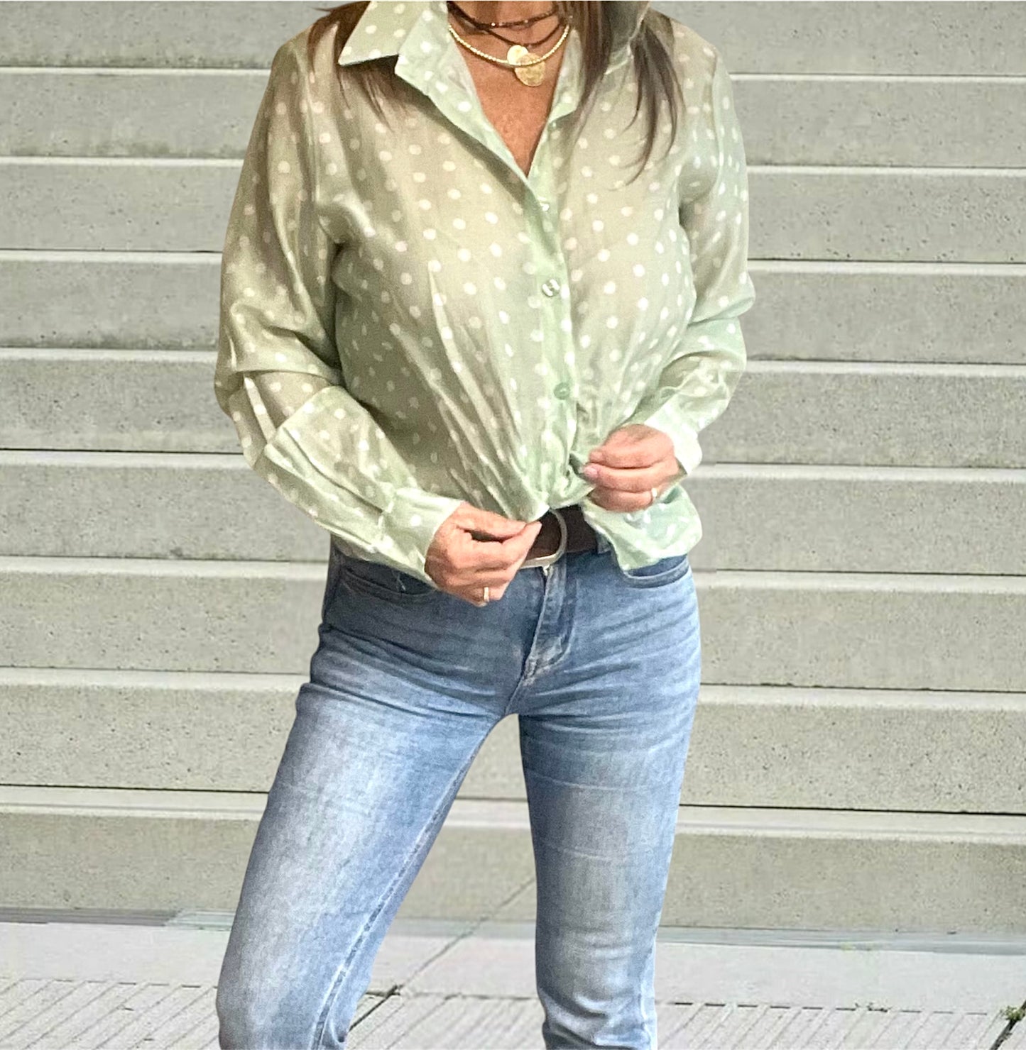 Camisa Topos Verde