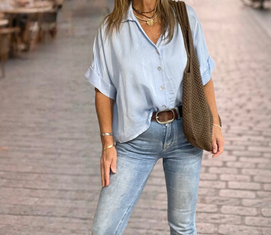 Camisa Satinada Azul