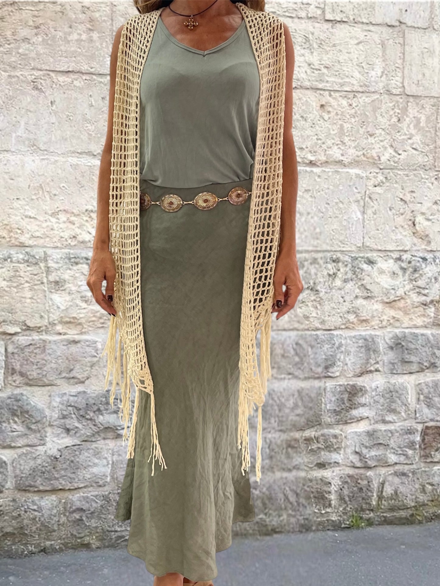 Chal Crochet Beige