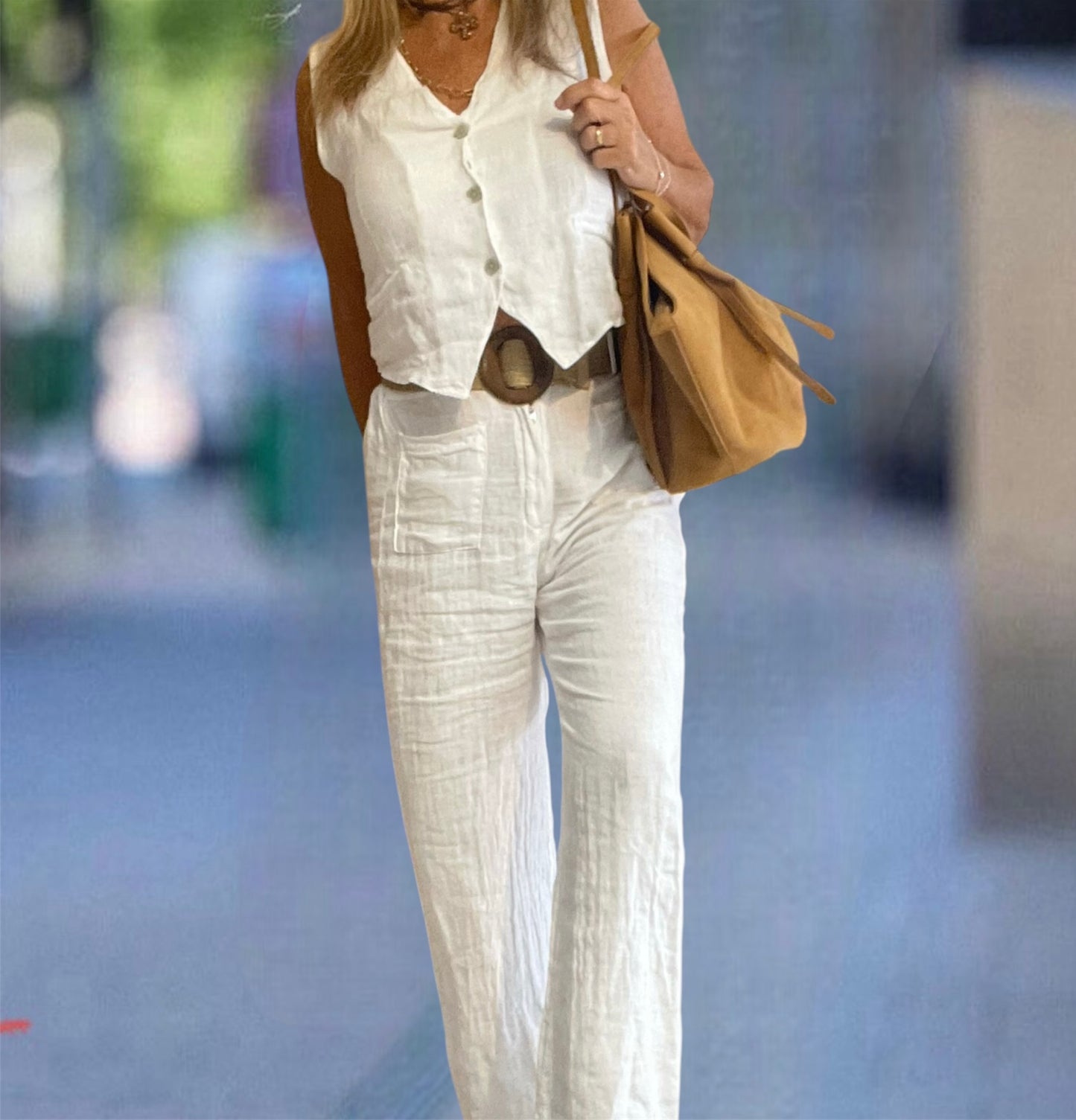 Lino Bolsillos Blanco