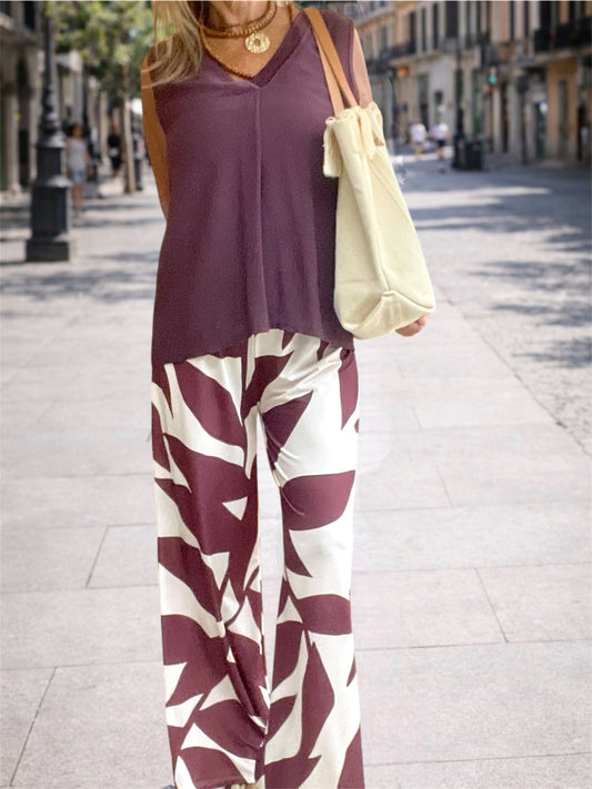 Pantalón Estampado Berenjena