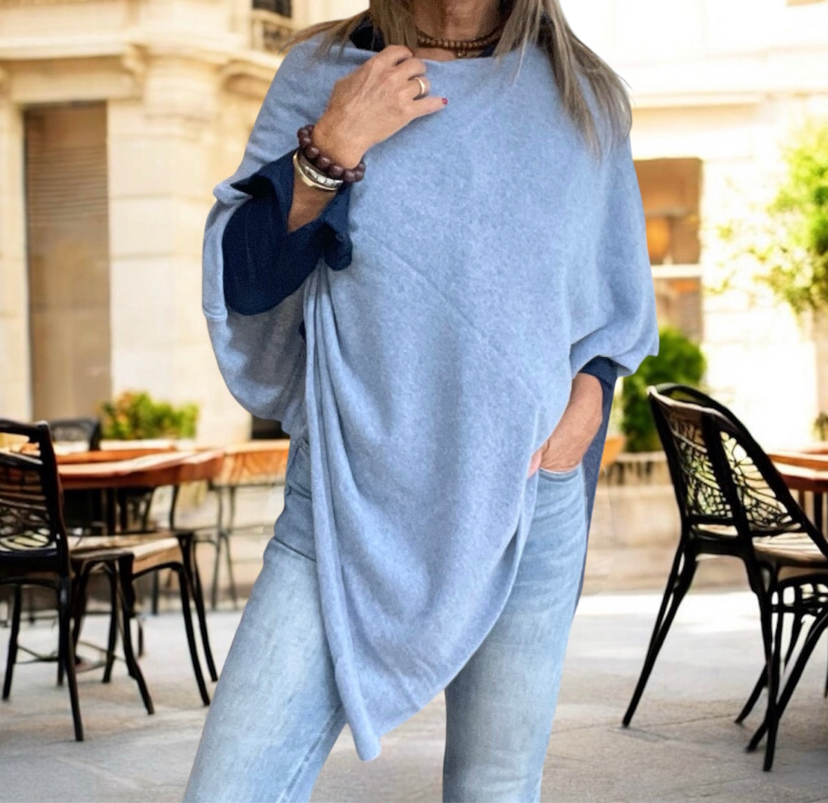 Poncho Lana Azul