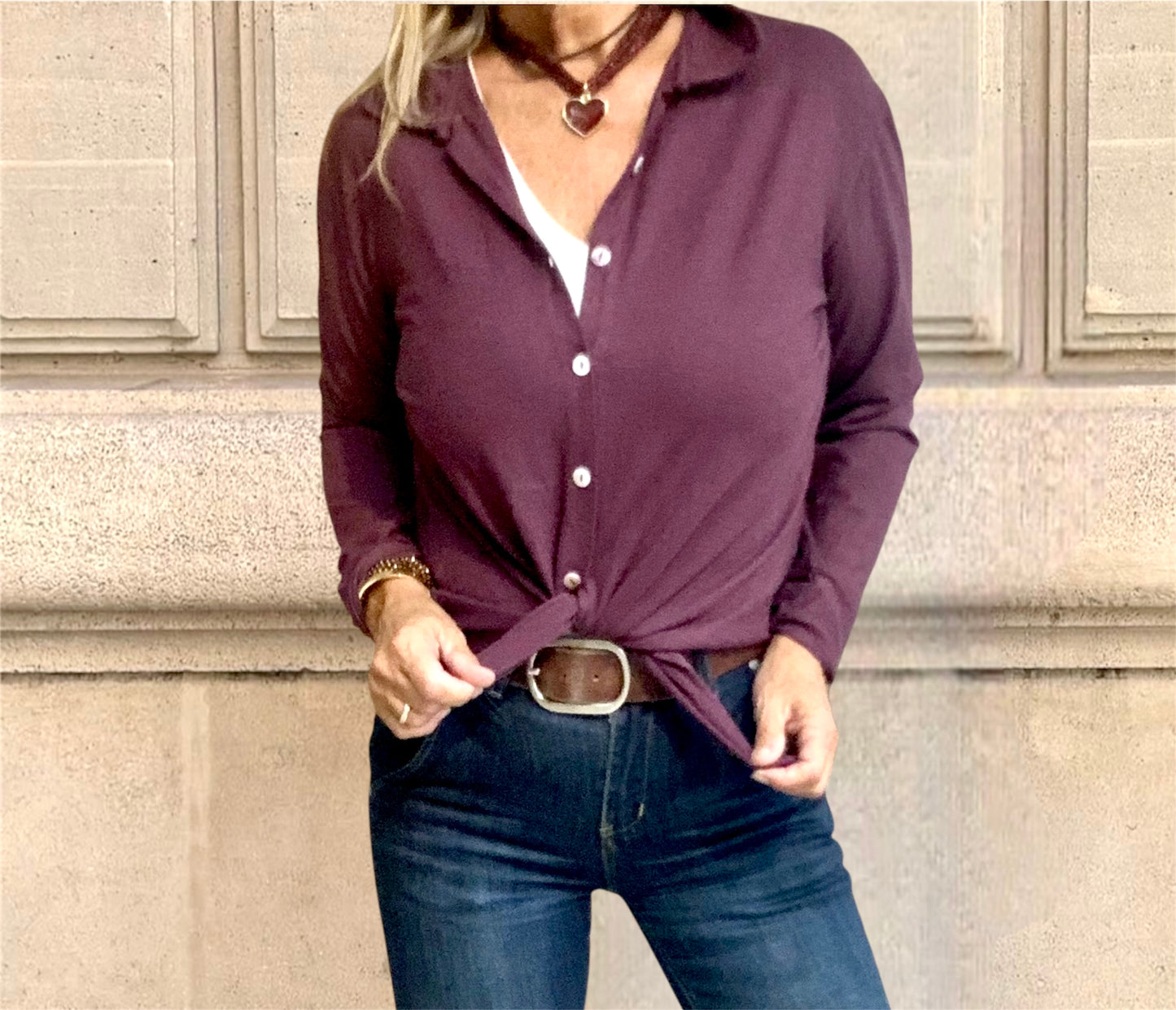Camisa punto Burdeos