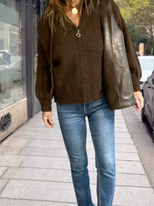 Cárdigan Cremallera Chocolate