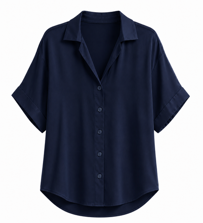 Camisa Satinada Marino