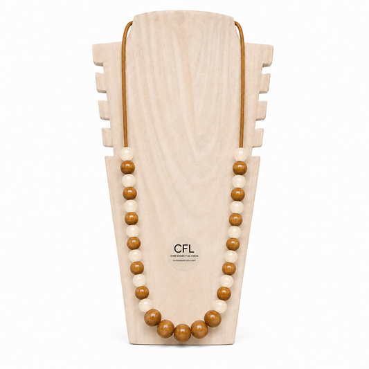 Collar Bolas Beige