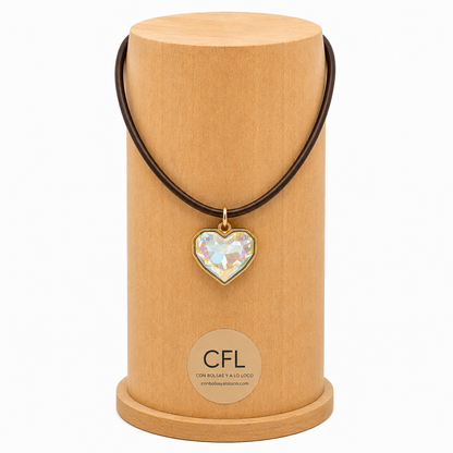 Collar Cuero Heart