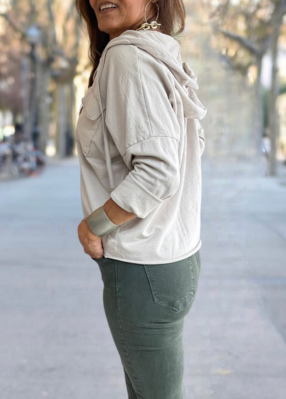 Sudadera Bolsillo Beige