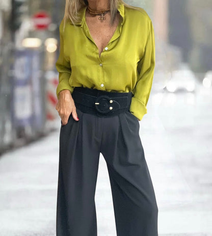 Camisa Satinada Pistacho