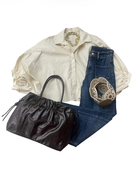 Camisa Abullonada Beige