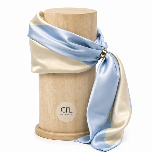 Pañuelo Cuello Azul/Beige