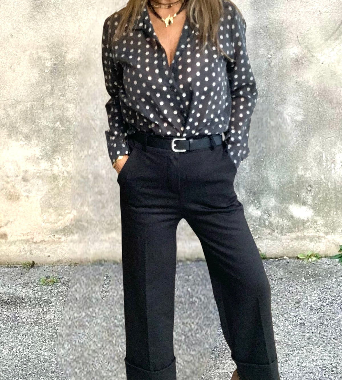 Camisa Topos Negra