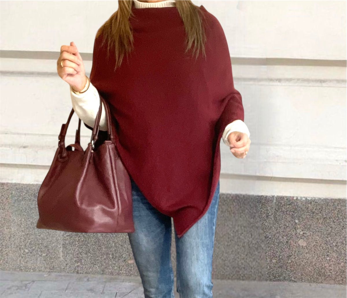 Poncho Basic Granate
