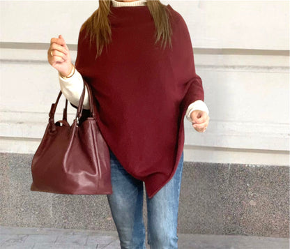 Poncho Basic Granate