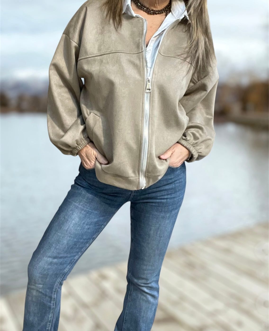 Chaqueta Antelina Cremallera