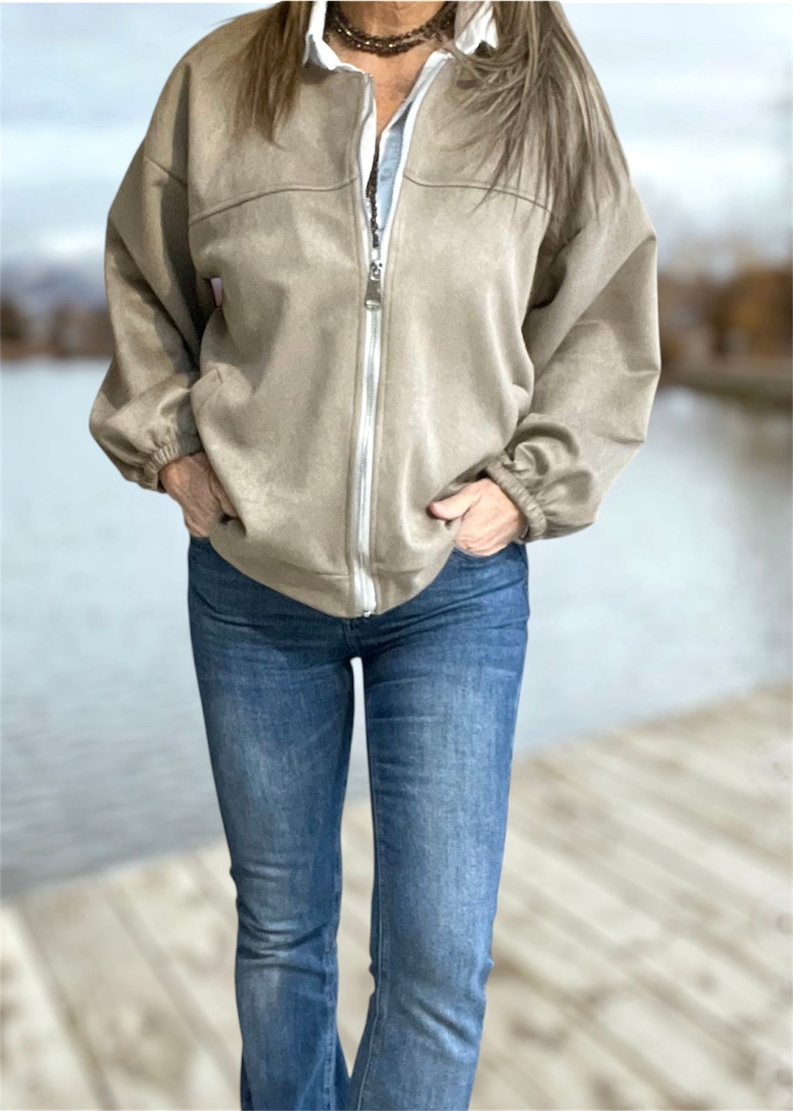 Chaqueta Antelina Cremallera