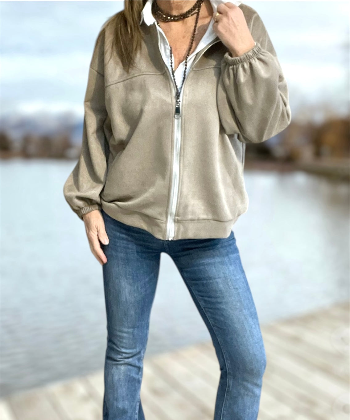 Chaqueta Antelina Cremallera