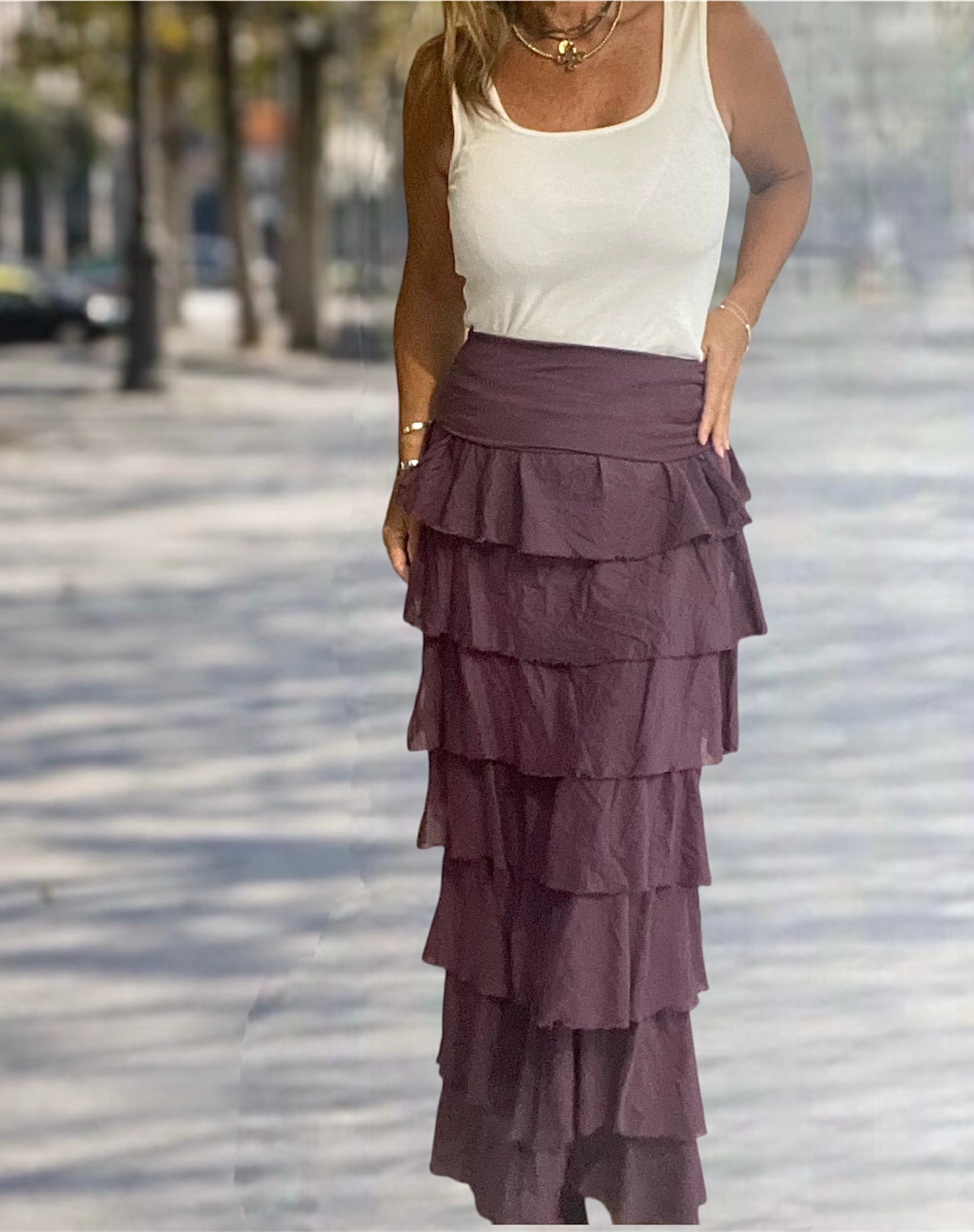 Falda Volantes Morada