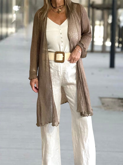 Lino Bolsillos Beige