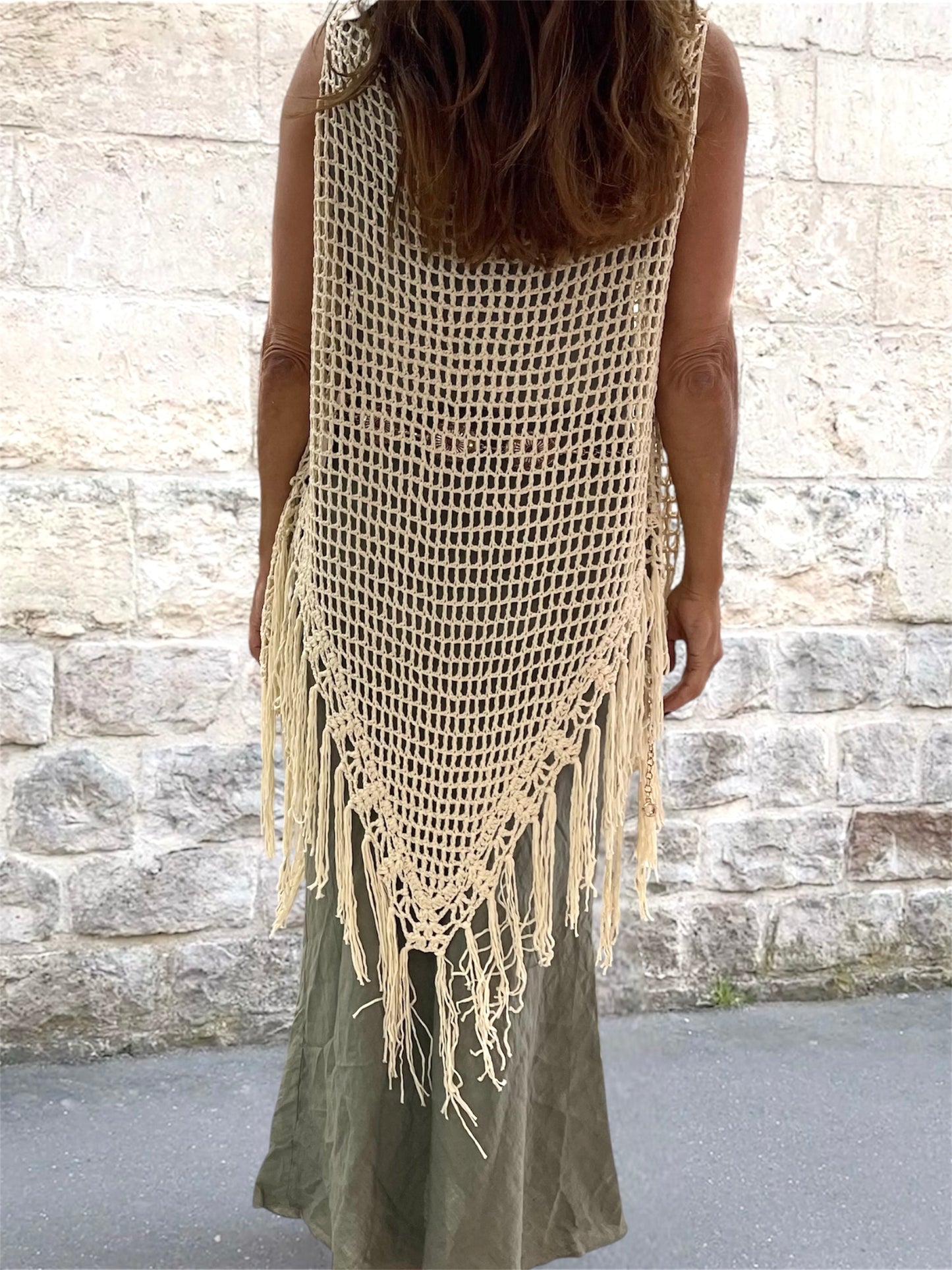 Chal Crochet Beige
