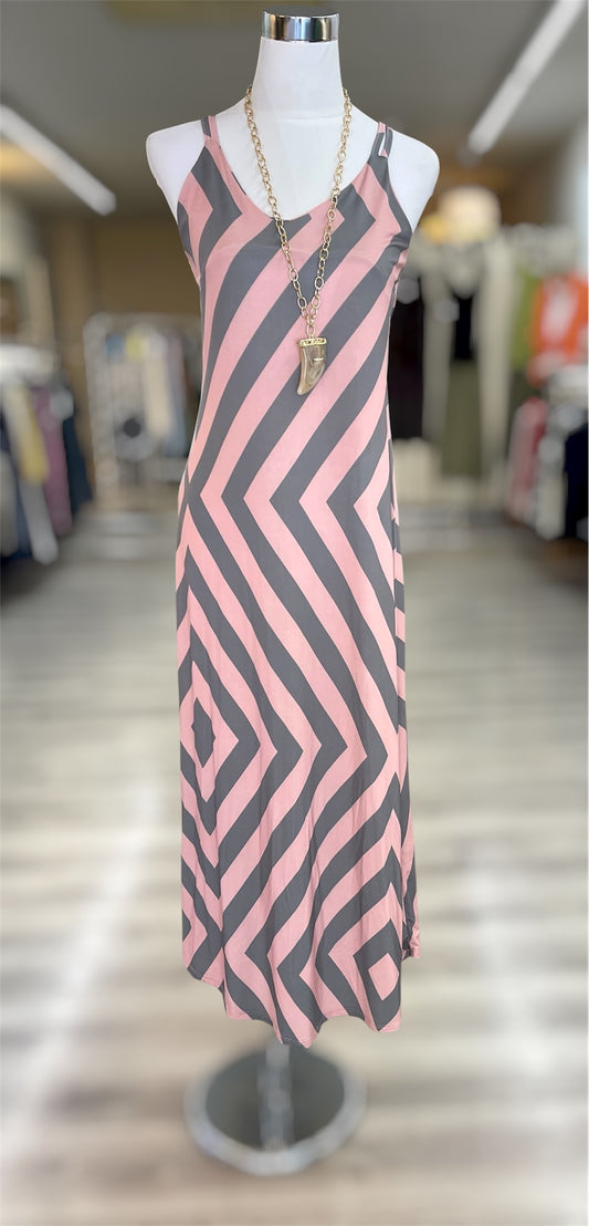 Vestido Miriam Rosa/Gris