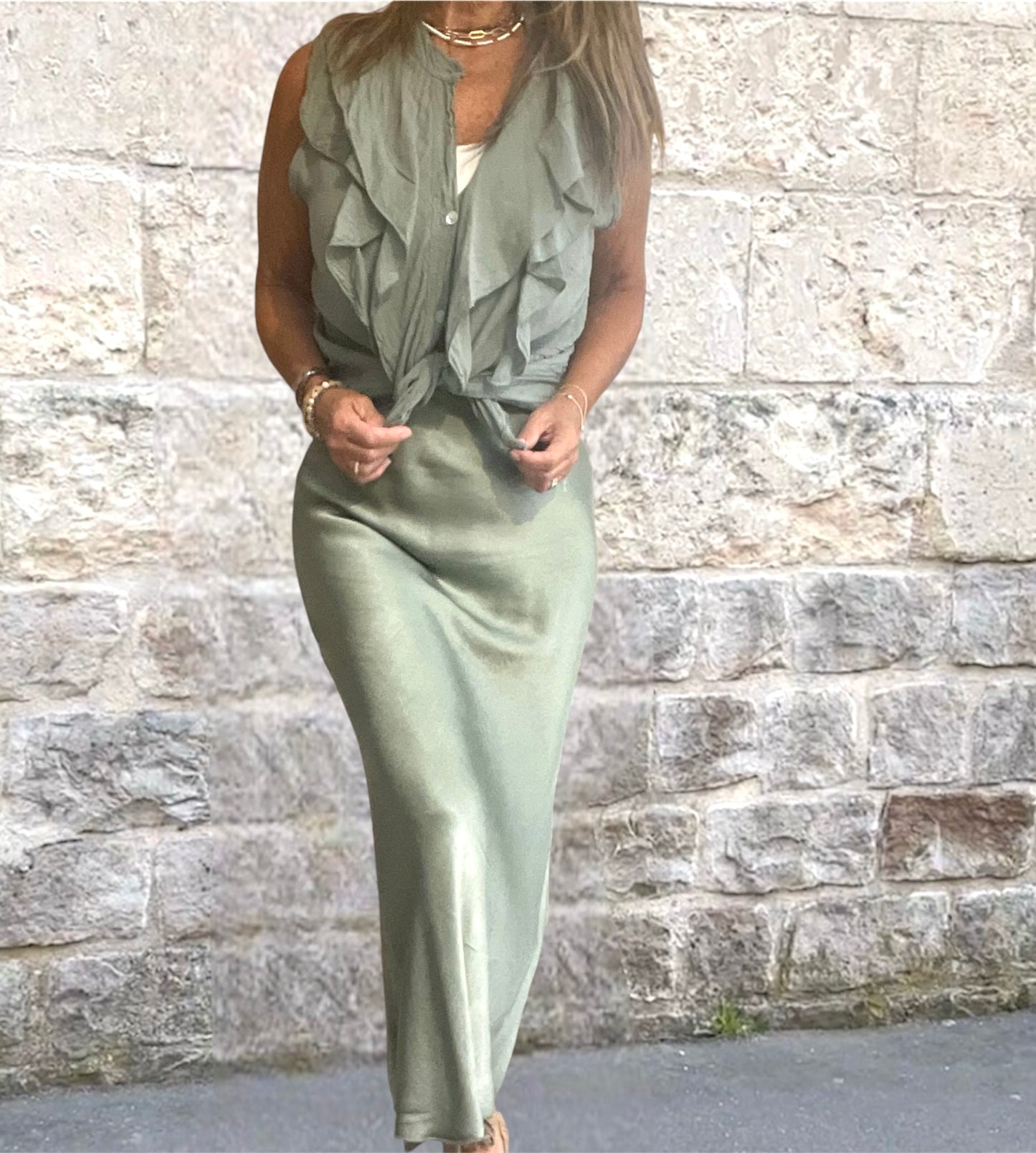 Blusa Volantes Verde