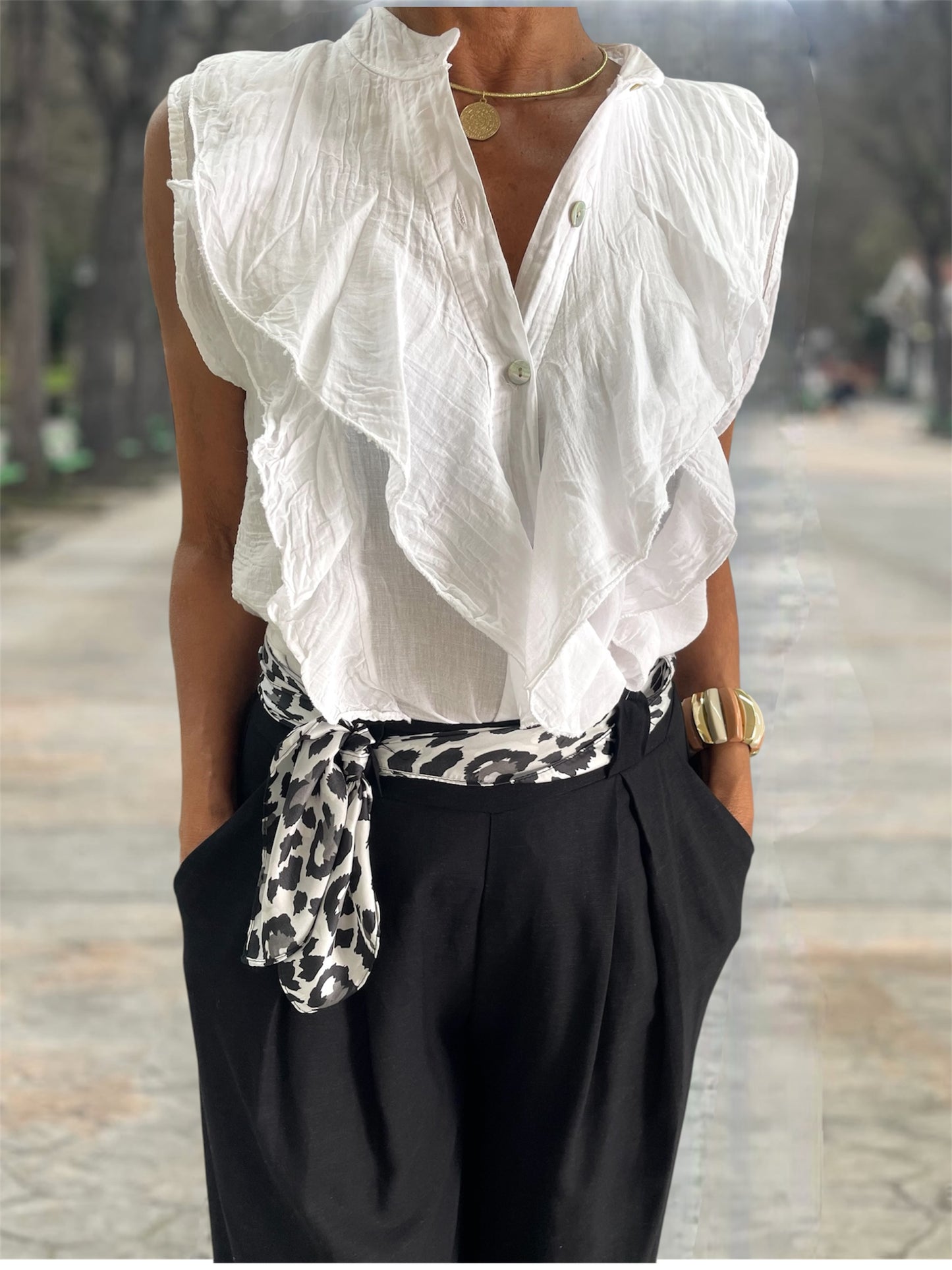 Blusa Volantes Blanca