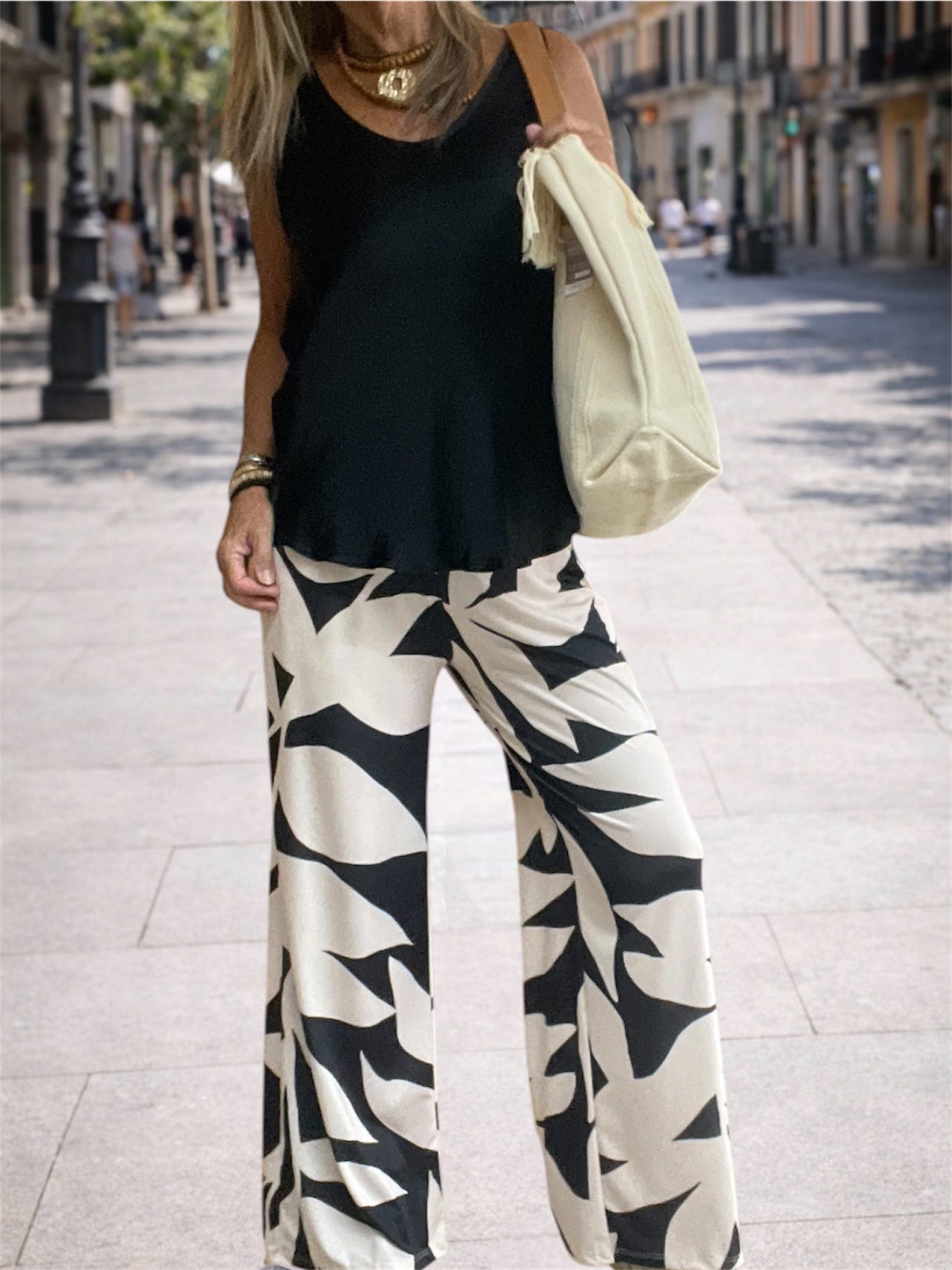 Pantalón Estampado  Negro