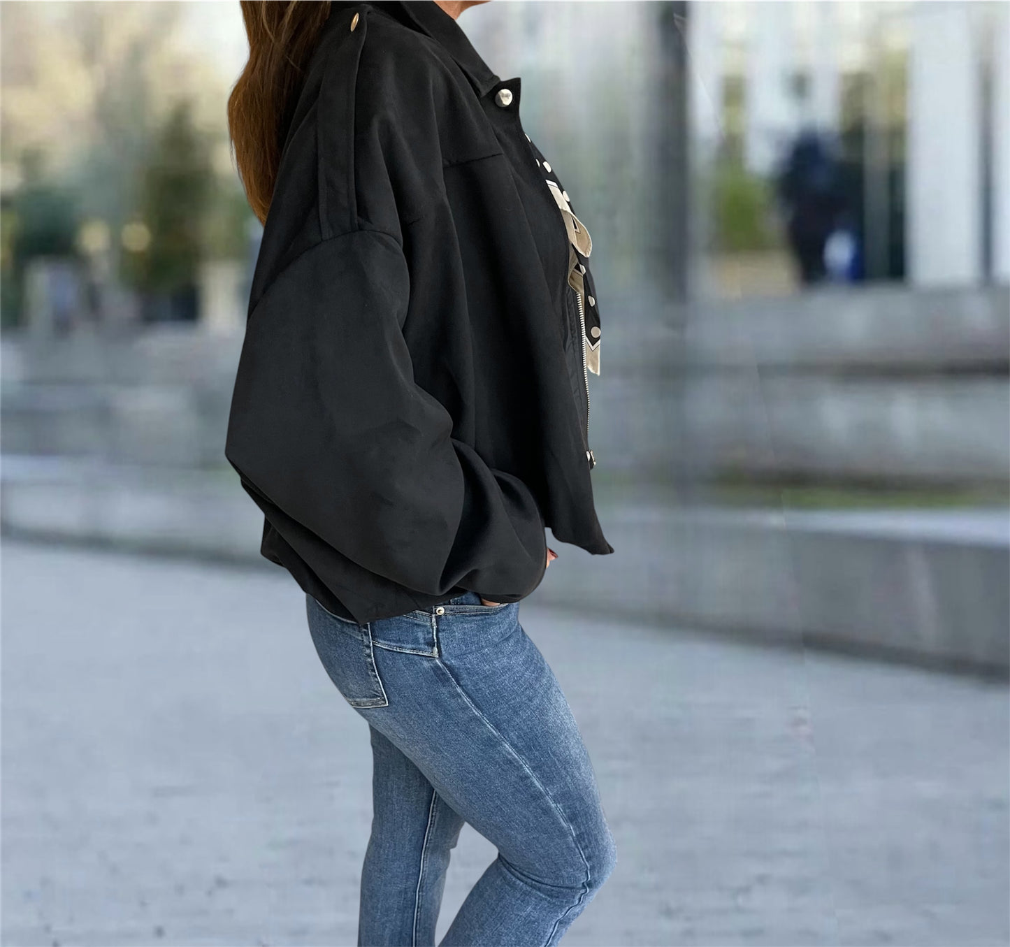 Chaqueta Antelina Negra