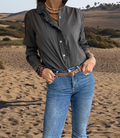 Camisa Volante Chocolate
