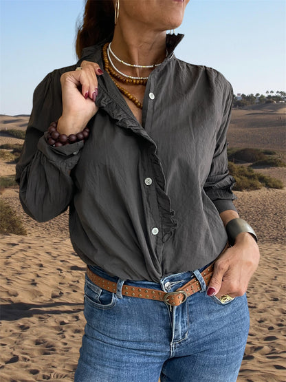 Camisa Volante Chocolate