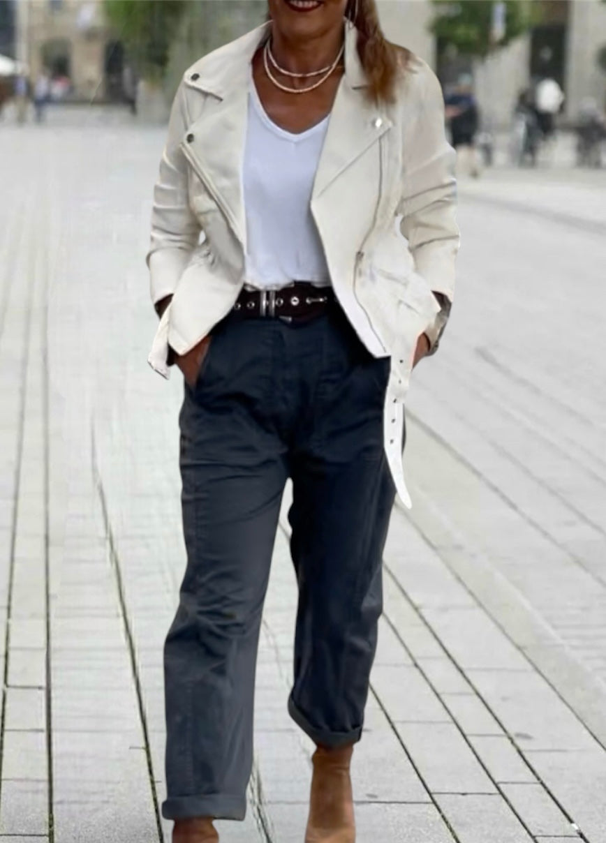 Chaqueta Biker Blanca