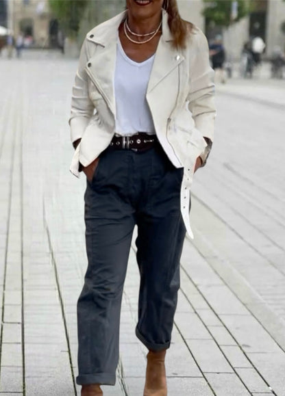 Chaqueta Biker Blanca