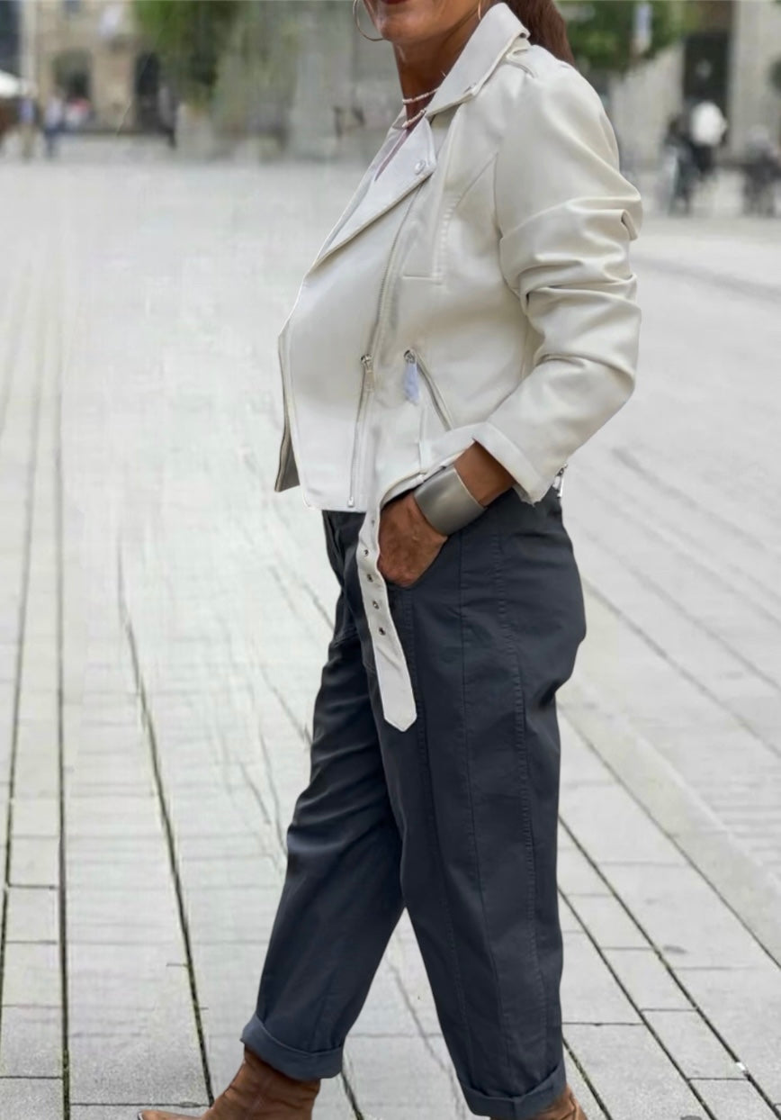 Chaqueta Biker Blanca