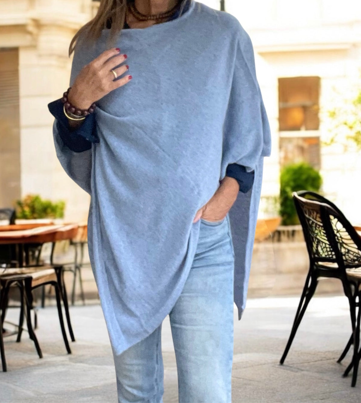 Poncho Lana Azul
