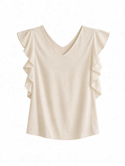 Camiseta Volante Beige