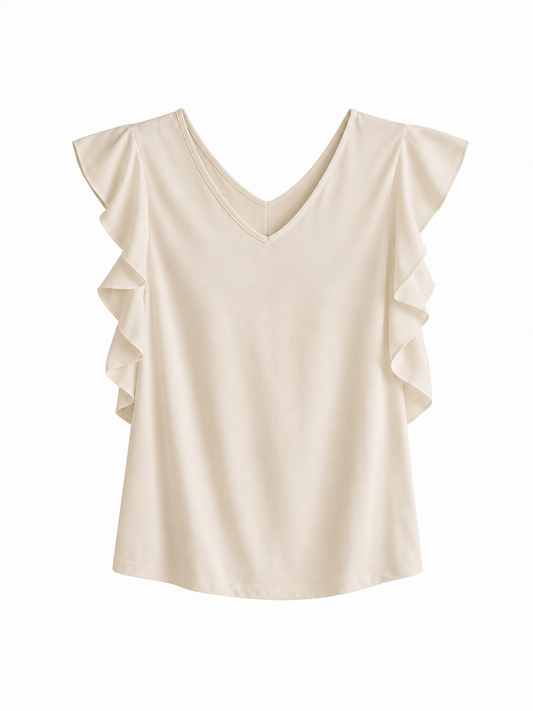Camiseta Volante Beige