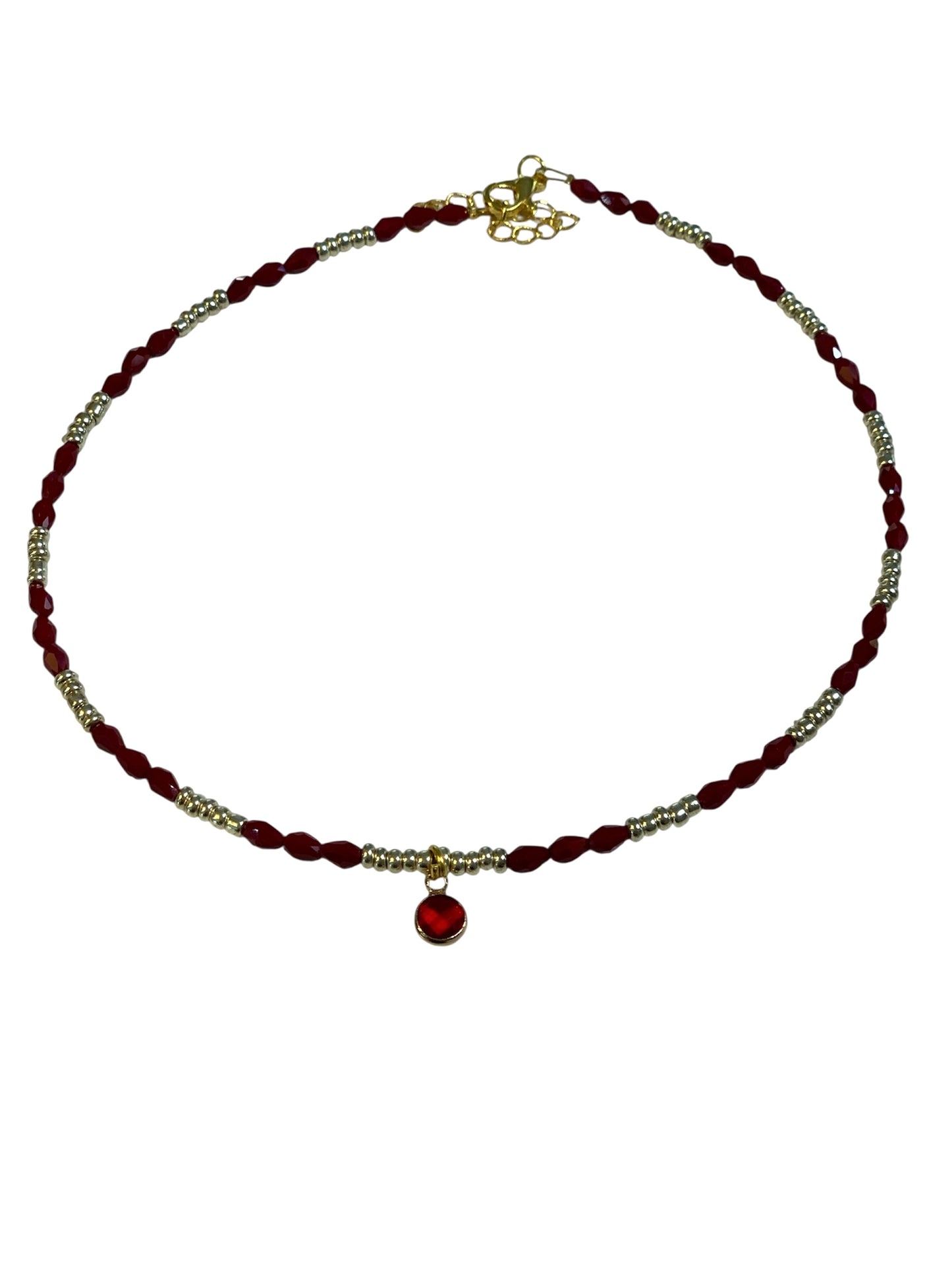 Collar Bolitas Burdeos