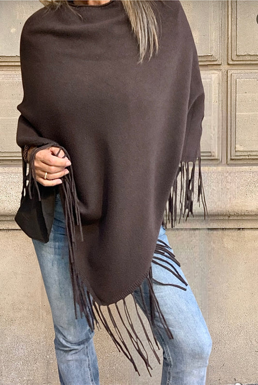 Poncho Flecos Chocolate