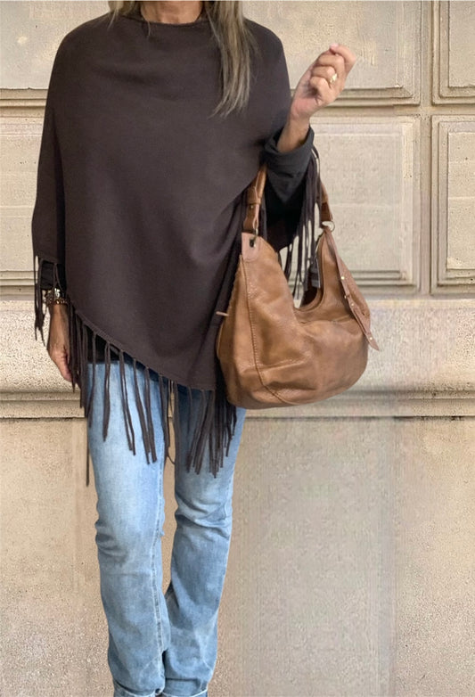 Poncho Flecos Chocolate